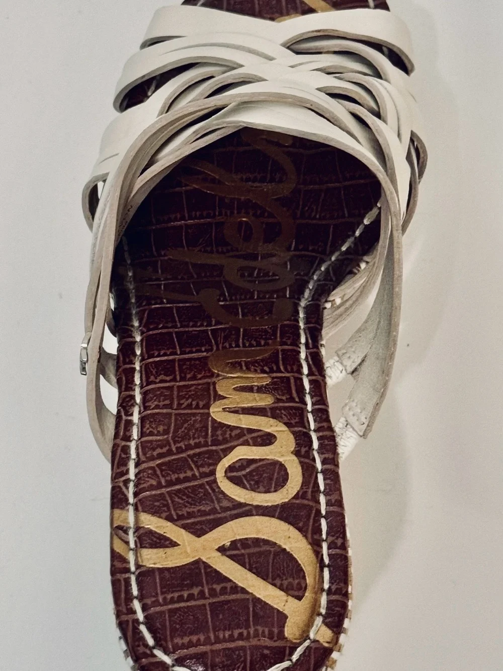 Sam Edelman Devon Wedge Sandals 9.5 Cream Strappy Woven Platform Like New